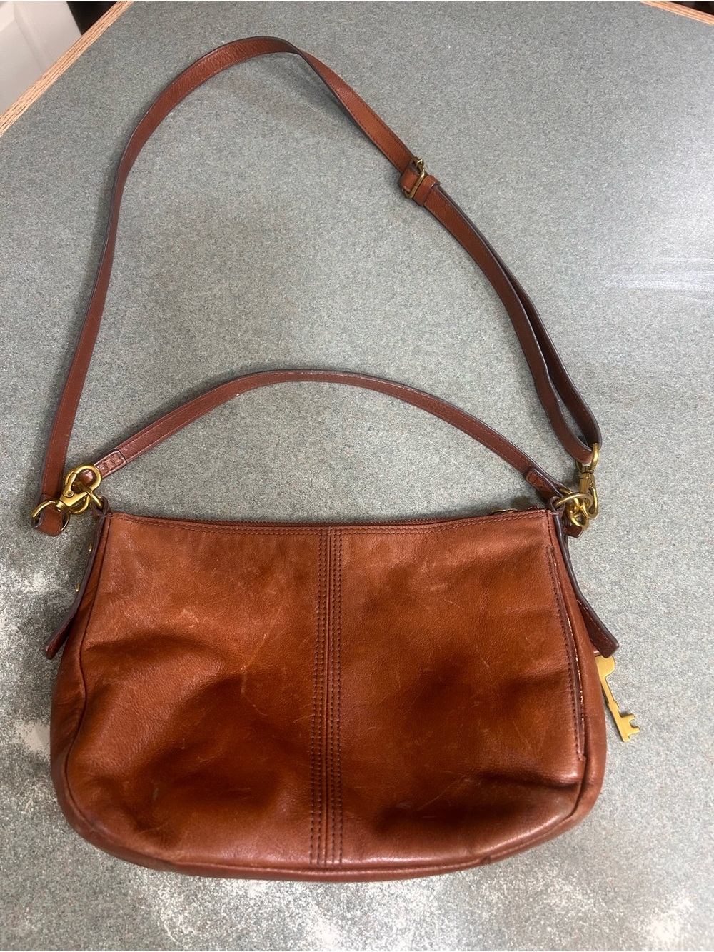 Vintage fossil Leather Crossbody Bag in Brown